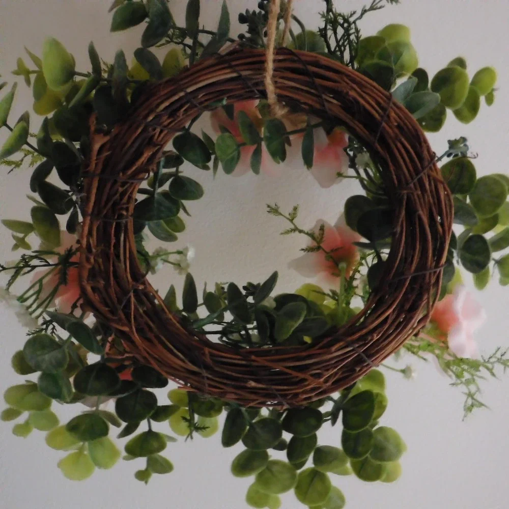 Cherry Blossom Mini Wreath Eucalyptus Berries Candle Ring‎